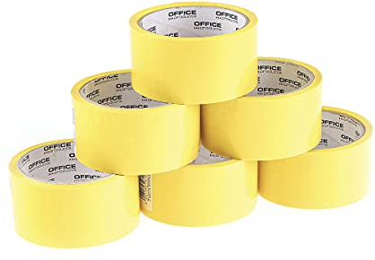 OFFICER PRODUCTS PRODUCTS 15025031-06 Lot de 6 rouleaux de ruban adhésif d'emballage en polypropylène avec adhésif acrylique Jaune Largeur 48 mm Longueur 46 m