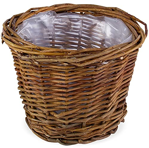 matches21 Pflanzkorb Weidenkorb Naturdeko Pflanzgefäß Pflanztopf Übertopf Korb Weide rund foliert braun 1 STK Ø 14 cm