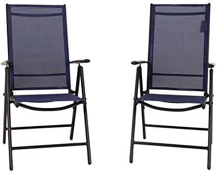 PHI VILLA 2er Sets Gartenstühle mit Aluminiumrahmen, 6X verstellbar mit 7 sitzpositionen Gartenstuhl Klappstühle hohe Rückenlehne Wetterresistent