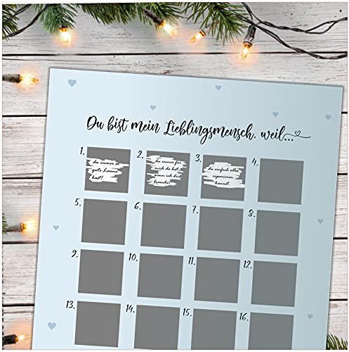 Adventskalender zum Rubbeln A3 Weihnachtskalender LIEBLINGSMENSCH blau