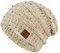 Durio Mütze Damen Winter Strickmütze Grobstrick Warme Beanie mit Innenfutter Beige