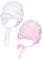 TupTam Baby Erstlingsmütze mit Ohrenklappen 2er Pack, Farbe: Kaninchen Rosa/Weiß, Größe: 50-56
