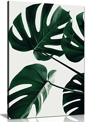 Panther Print Fine Art Prints Kunstdruck auf Leinwand, Monstera, natürliche Pflanzenblätter, Grün, 76 x 51 cm