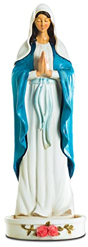 Jungfrau Maria Statue, gesegnete Mutter Maria Statue katholisch, Rosenkranzhalter für katholischen Rosenkranz, religiöse Geschenke für Frauen