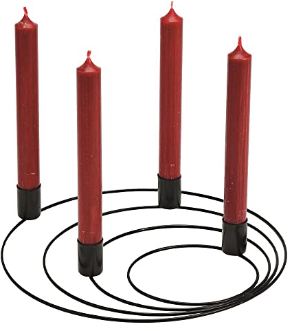 Adventskranz SPIRALE Kerzenring Kerzenhalter Kerzenleuchter rund Adventsgesteck aus Metall schwarz für Stab-Kerzen Ø 27cm Deko-Kranz Weihnachts-Deko Kerzen-Halter Weihnachten Advent Winter Wohungsdeko