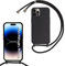 MBSLFY Lanyard Case for iPhone 14 Pro Max, Liquid Silicone Protective Phone Case with Strap Adjustable Neck Cord Necklace Soft Cover for iPhone 14 Pro Max, Black