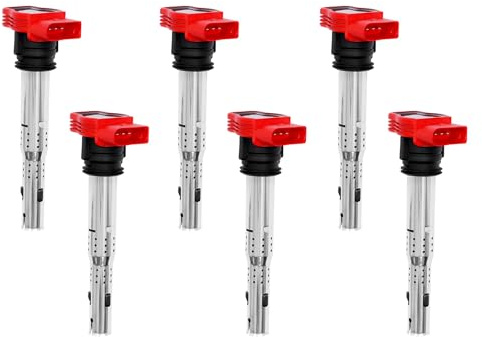 Zündspulen-Set, 6 Stück, kompatibel mit Audi A4, A5, A6, Q5, Q7, R8, S4, S5, Volkswagen Touareg 3,0 l, 3,2 l, 4,2 l, 5,2 l und mehr, ersetzt # 06E905115E, UF529, 06E905115F