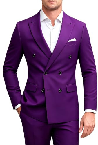 MOGU Abito da uomo, 2 pezzi, slim fit, con blazer doppiopetto e pantaloni da smoking