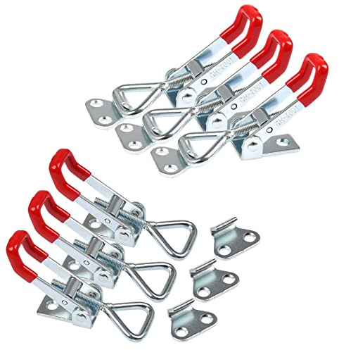 6 PCS Abrazadera de Palanca de Metal, Ajustable Cierre de Palanca con Capacidad de Retención de 100kg/220lbs Abrazadera de Palanca Pestillo para Cajas de Gabinete, Puerta de Maletero