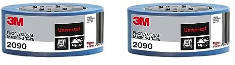 3M Ruban de masquage 2090 Multi-surfaces, adhesivité moyenne, resiste aux UV, intérieur & extérieur 48 mm x 50 m (Lot de 2)