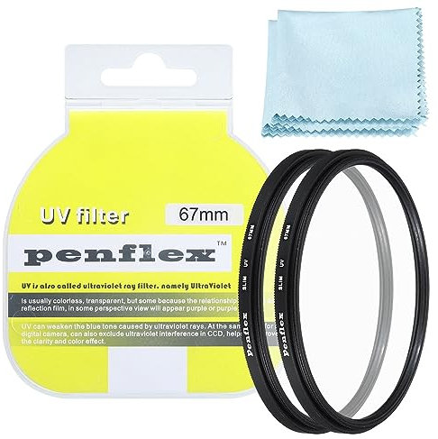 PATIKIL 67mm Filtro, 2 Pz Protezione Filtro SLIM Protezione-UV Fotocamera Obiettivo Filtro Alluminio Ottica Fotocamera Accessori Cristallo Chiaro Fotografie per67mm 30mm Lenti