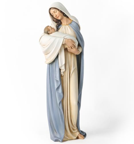 Buildclassic BC Statue katholische Madonna mit Kind, gesegnete Jungfrau Maria, Heilige Mutter, religiöses Geschenk für Mutter, 32,4 cm hoch, handbemalt, Klassische Renaissance-Skulptur, Meisterwerk