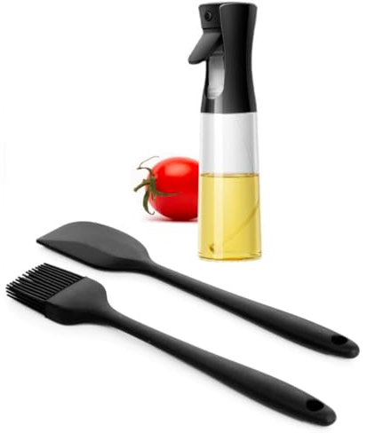 Pulverizador De Aceite Para Cocina, Pack Spray Pulverizador de Aceite Con Pincel y Espátula De Silicona, Pulverizador Vaporizador De Aceite en Spray, Ideal Para Freidoras De Aire y Cocina Saludable