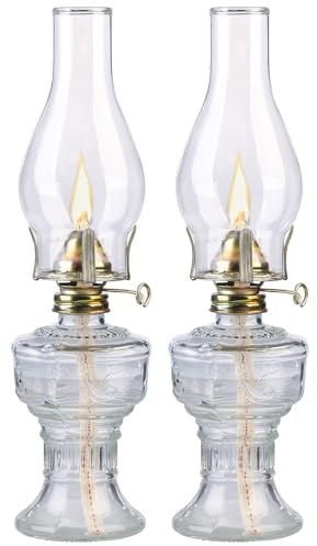 Lunartec Retro-Petroleumlampe: 2er-Set Petroleum-Sturmlaterne, Abnehmbarer Dochteinsteller, 32 cm (Sturmlaternen mit Glaskolben, Indoorlaterne)