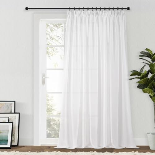 MRTREES door curtain 90x90 brushed cotton white curtains 90 drop, curtains pencil pleat, pleat top curtains 90 drop, privacy modern W90 x L90 1 Panel