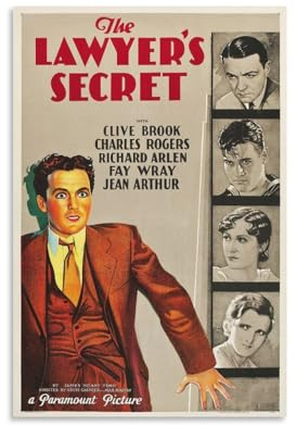 LIANGSHUANG Poster American Crime Film The Lawyer's Secre von 1931, Poster, Gemälde, Leinwand, Wandkunst, Wohnzimmer, Poster, Gemälde, 40 x 60 cm