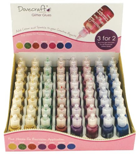 Dovecraft Glitter Glue Brights 20ml - 64 Pieces CDU