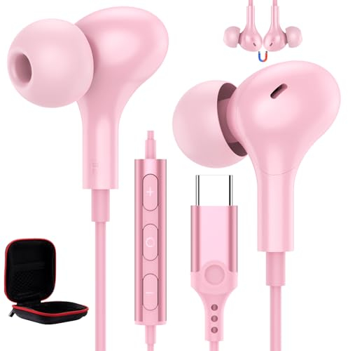 Auriculares USB C para Samsung A34 5G Galaxy A54 S24 iPhone 16e 16 15,Magnético Estéreo Cancelación Ruido Tipo C Audifonos con Microfono para Pixel 9 8 7 Xiaomi 13T 12 Redmi Note 14 Pro+ 13 Pro+ Pad