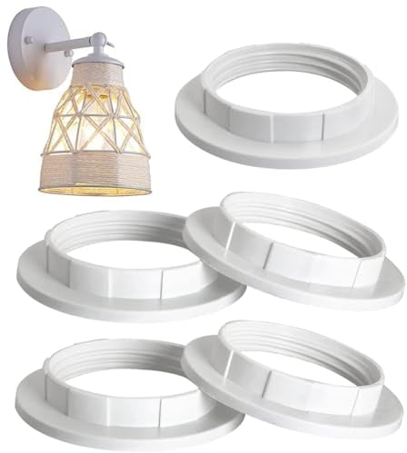 5x E14 Schraubring für Lampenfassung - Gewindering Ersatz für Lampenschirm & Glas-Elemente - Weiß - aus Kunststoff