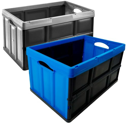 Tontarelli Set 2 cajas plegables 46L/62L en plata-negro y azul-negro