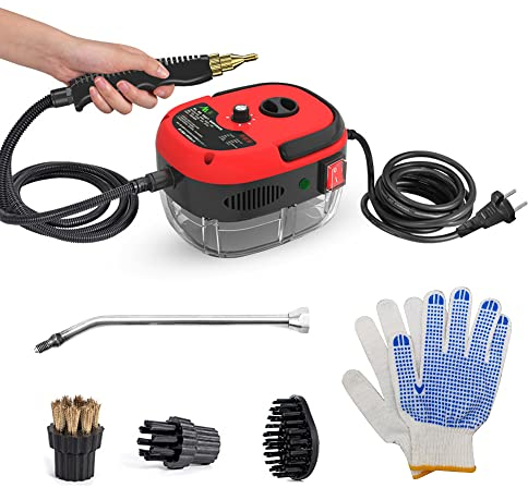 Sunydog Limpiador de vapor de mano portátil de 2500 W Máquina de limpieza a vapor presurizada de alta temperatura con cabezales de cepillo y guantes para muebles de cocina Baño Coche