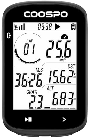 COOPSO CS300 Fahrradcomputer Kabellos, Fahrrad GPS Tacho mit 2,6-Zoll LCD, Bluetooth/ANT+ Ahrrad Computers mit Hintergrundbeleuchtung, Wasserdicht IPX7 Fahrradtacho und Kilometerzähler mit Strava