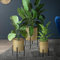 ML-Design Blumenständer 3er Set Schwarz-Gold, aus Stahl, Metall Pflanzenständer, Blumentopfständer mit Übertopf, Blumentopfhalter 3-TLG, Pflanztopf Dekoständer Blumensäule Blumenhocker Pflanzenhocker