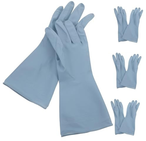 KICHOUSE Dishwashing Gloves Large Waterproof Rubber Pvc Thin Housework Hand Gloves for Kitchen Cleaning for Washing Dishes 4 Pairs Blue l Size