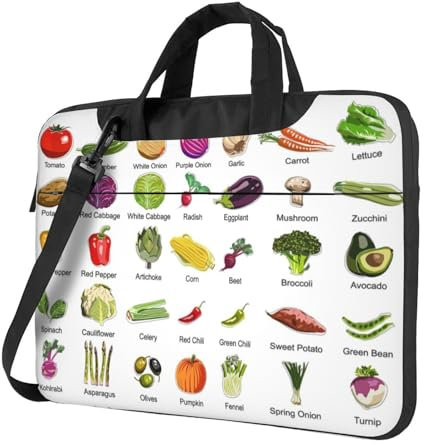 Introduzione di varie verdure Stampa Pratica Laptop Case Laptop Bag - Elegante Messenger Bag & Laptop Shoulder Bag, nero, 14 inch