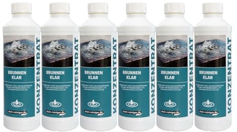 Stein-Reiniger Brunnen Klar Konzentrat - Brunnen-Reiniger, mühelos Algen Kalk und Bakterien beseitigen (6X 500ml)
