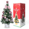 Mrinb 45CM Small Christmas Tree with Lights,Mini Desktop Decoration Tree with Star Tree Topper, Balls, Bows, Pine Cones for Home Office Shopping Bar Christmas Decorations (Pink)