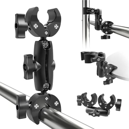 YYHengCMU Morsetto di supporto per selfie moto, Supporto Action Camera, Supporto Morsetto per Fotocamera, Morsetto a Doppia Testa, per Gopro Insta360 OmbrelloTreppiede Supporto di Luci Bici Manubrio