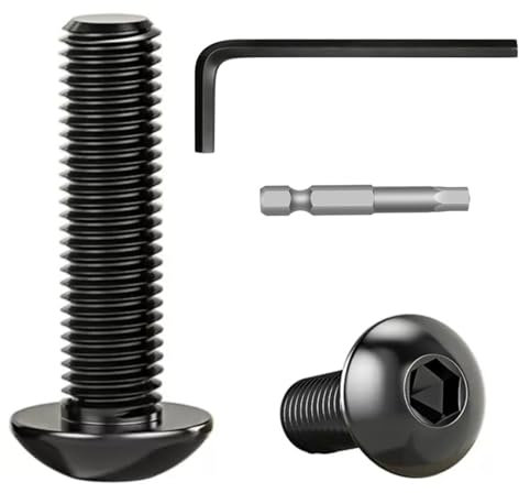 Dayalo 25 Stück M6 x 12 mm Schrauben, Linsenkopfschrauben M6, Innensechskant, Edelstahl A2 V2A, Schwarzes Oxid, Vollgewinde, mit Innensechskantschlüsseln und Bit