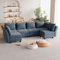 Flamaker Couch L Form, Ecksofa mit Stauraumbettkasten und Polstermöbel, Convertible Sectional Sofa mit Winkelverstellbaren Armlehnen und Rückenlehnen (Hellblau, 6 Seats)