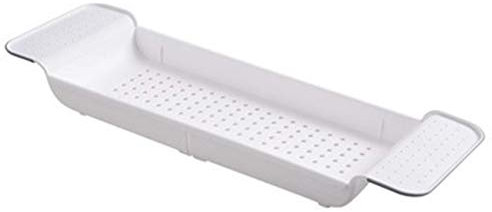 Badewannenablage, Badewannen-Aufbewahrungsregal, Badewannenablage, Duschwanne, Badezimmer-Tools, Make-up-Handtuch-Organizer, Kunststoff-Abflusshalter für Küchenspüle (Farbe: Weiß)
