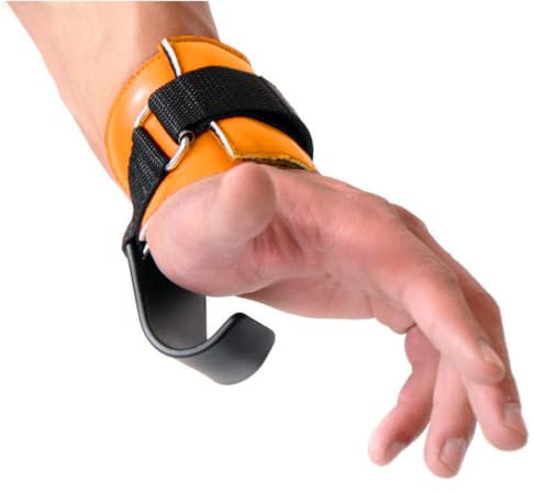 Sportech Italia - Padded Fitness Hook Hand Grip Weight Lifting Versa Grip Training Muscle Building Men Women Body Building Fitness (Orange)