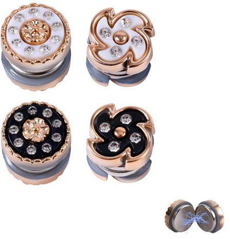 4 Paires d'Épingles Magnétiques Hijab, Polyvalentes sans Accroc Femme Broche Magnétique sans Épingle Fermoir Magnétique Foulard Boutons Magnétiques Vêtements Foulards Accessoires Décoration