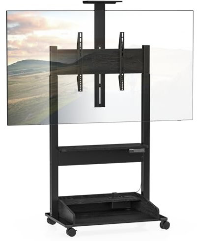 DQ TV Lift électrique pour Meuble TV de 37 à 85 Pouces Roulant, Hauteur TV réglable par Panneau de contrôle Charge jusqu'à 70 kg avec 3 étagères et Bloc d'alimentation (Noir)