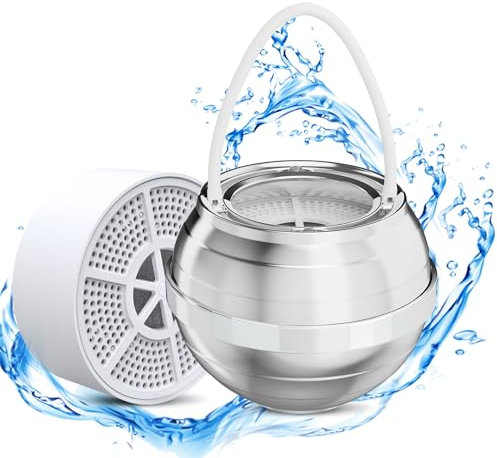 CUOLL Bath Filter for Tub - Bathtub Water Filter for Softer Skin & Hair, 8 Stages Hotel Grade Filtration Bath Water Filter,2,500 Gal of Filtration, BPA Free, Easy to Install（Silver）