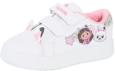 Gabby's Dollhouse Girls Trainers Pandy Paws White Sports Shoes Hook and Loop Easy Fasten Plimsolls Pumps