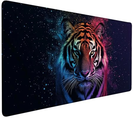 Mouse Pad Black Mouse Mat Tiger Desk Mat, 1000x500x3mm Large Mousepad, Waterproof & Durable Mousemat, Gaming Mouse Pad with Anti-Slip Rubber Base, Desk Accessories for Decor Woman/Men Gifts J1-938