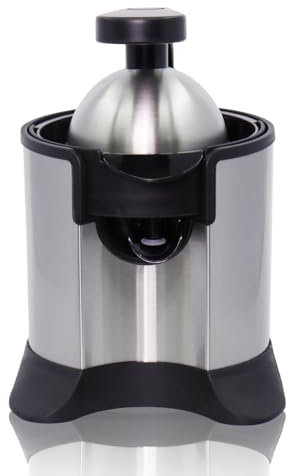 SUPERLEX Stainless Steel Citrus Juicer - 60W Electric Orange/Lemon Juicer with Efficient Extraction, Removable Pulp Container - Compact & Quiet Design for Home Use (UK Plug)