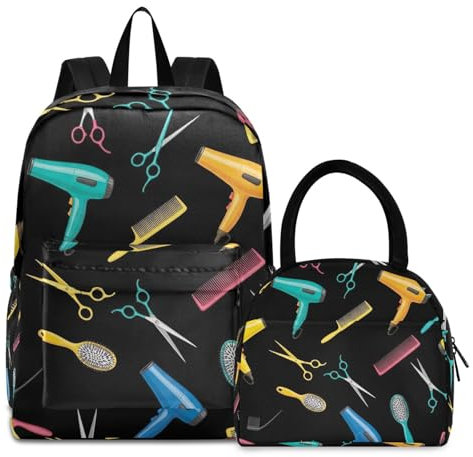 RPLIFE Lonchera con bolsa de libros, herramientas de estilo colorido, bolsa térmica impermeable, aislada, juegos de mochilas para niñas