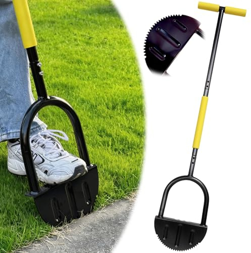Tagliabordi per prato da 107 cm, con lama in acciaio a molla, piattaforma larga a mezza luna antiruggine per erba, con impugnatura a T, strumento manuale per bordatura facile del prato
