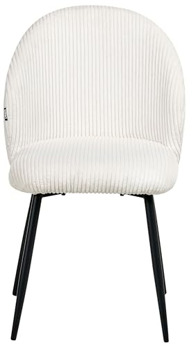 Beliani Set of 2 Dining Chairs Corduroy Upholstery Padded Seat Iron Legs Off-White Eloy