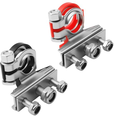 2Pcs Connecteur de Borne de Batterie 12V Cosse Batterie Voiture Positive et Négative Coupe Circuit Remplacer Batterie de Loisir 3 Voies en Laiton à Serrage Sécurisé pour Voitures Moto Camion Navire