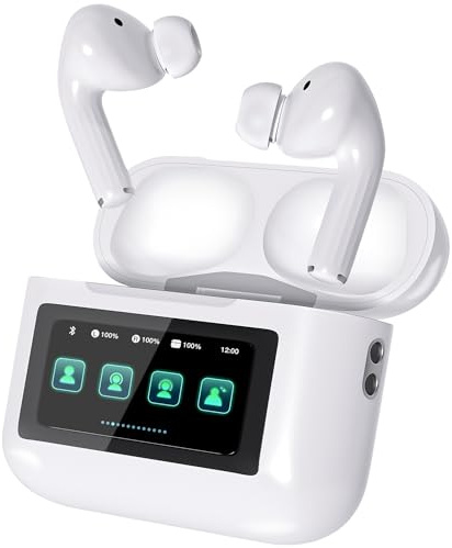Kabellose Ohrhörer, Blauzahn-Kopfhörer mit Smart-Touchscreen-Hülle, ANC-Geräuschunterdrückung, 48 Stunden Spielzeit, wasserdicht, Sport-Kopfhörer für iPhone 17/16/15/14/iPad/Android/Laptop