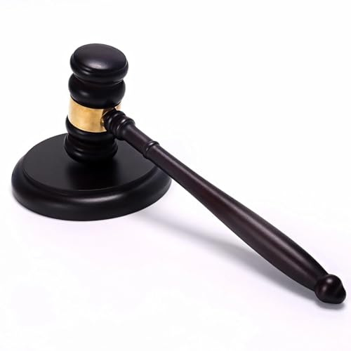 Eulihent Set Martello d'Asta in Legno Martello da Giudice e Blocco di Risonanza per Aste Tribunali Riunioni Avvocati Studenti Collezionisti Giochi di Ruolo
