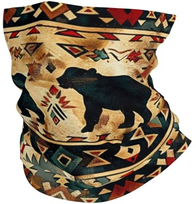 Röhrenschal Azteken-Stammesbär, Indianer-Südwest-Vintage Funktionstücher Ski Schlauchschal Sturmhaube Halswärmer Für Lauf Wandern Camping 25X50 cm