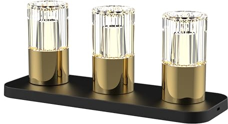 BOLD Kristy 3er Set Akku LED Tischleuchten Dimmbar - Kabellose Gold-Lampen | Inkl. Ladestation, IP44 wetterfest, 2200-3000K Warmweiß, 10h Laufzeit, 60 lm, für Balkon, Terrasse und Wohnzimmer Deko